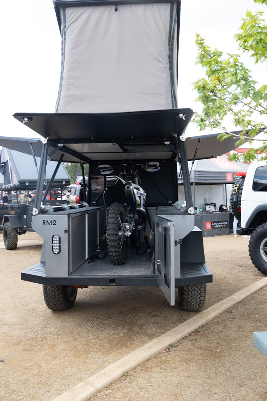 Rustic Mountain Overland Anzac GFC Moto Hauler - Driver Side Utility Module Package - Premium Camper by Xtreme Canopies