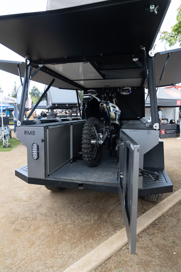 Rustic Mountain Overland Anzac GFC Moto Hauler - Driver Side Utility Module Package - Premium Camper by Xtreme Canopies