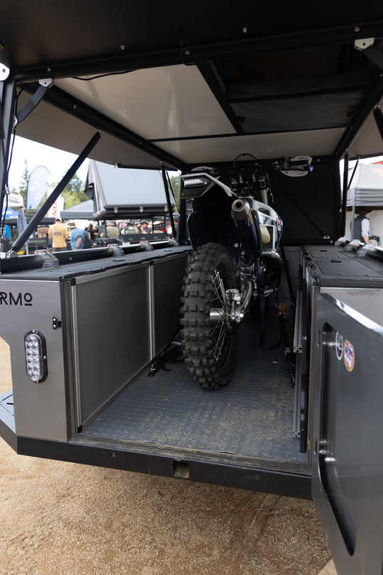 Rustic Mountain Overland Anzac GFC Moto Hauler - Driver Side Utility Module Package - Premium Camper by Xtreme Canopies