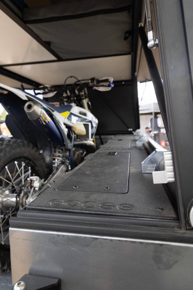 Rustic Mountain Overland Anzac GFC Moto Hauler - Passenger Side Utility Module Package - Premium Camper by Xtreme Canopies