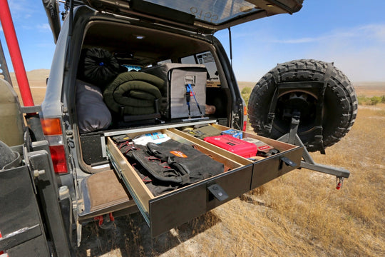 Stealth Sleep and Storage Package for Toyota Land Cruiser 1991-1997 80 Series - 43-3/8" W x 8" H x 40" D - Premium Drawers by Xtreme Canopies
