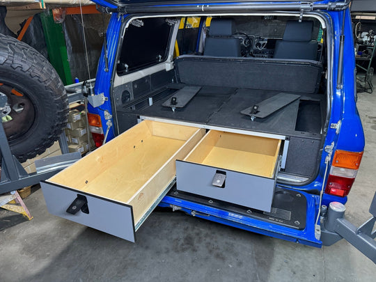 Toyota Land Cruiser 1980-1989 60 Series - Side x Side Drawer Module with Fitted Top Plate - 41 3/8"W x 9-1/2"H  x 40"D - Premium Drawers by Xtreme Canopies