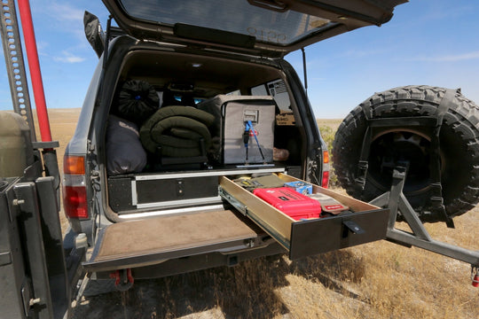 Toyota Land Cruiser 1991-1997 80 Series - Side x Side Drawer Module with Fitted Top Plate - 43-3/8" W x 8" H x 40" D - Premium Drawers by Xtreme Canopies