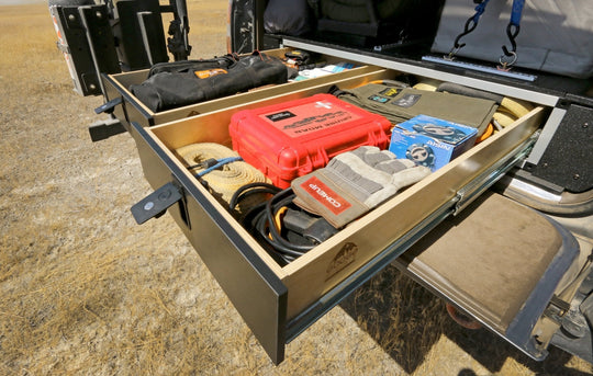 Toyota Land Cruiser 1991-1997 80 Series - Side x Side Drawer Module with Fitted Top Plate - 43-3/8" W x 8" H x 40" D - Premium Drawers by Xtreme Canopies