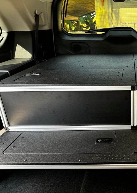 Toyota - Sequoia - 2023-Present - 3rd Gen - Explore Series - Single Drawer - 28-3/16" Width x 38" Deep x 10" High - Drawer Module with Short Drawer 20" and Storage Space Behind - Premium Drawers by Xtreme Canopies