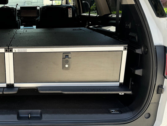 Toyota - Sequoia - 2023-Present - 3rd Gen - Explore Series - Single Drawer - 28-3/16" Width x 38" Deep x 10" High - Drawer Module with Short Drawer 20" and Storage Space Behind - Premium Drawers by Xtreme Canopies