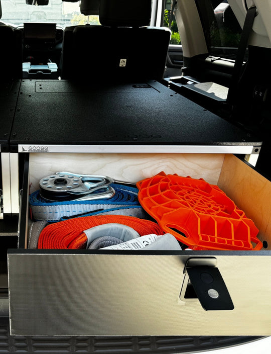Toyota - Sequoia - 2023-Present - 3rd Gen - Explore Series - Single Drawer - 28-3/16" Width x 38" Deep x 10" High - Drawer Module with Short Drawer 20" and Storage Space Behind - Premium Drawers by Xtreme Canopies