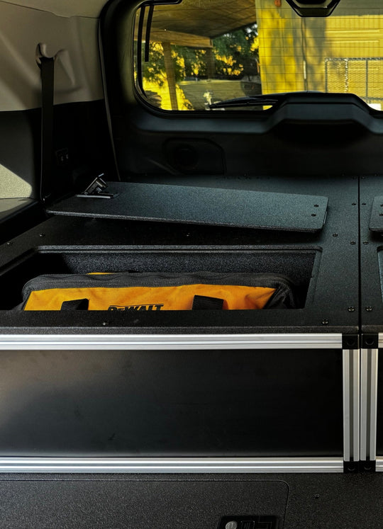 Toyota - Sequoia - 2023-Present - 3rd Gen - Explore Series - Single Drawer - 28-3/16" Width x 38" Deep x 10" High - Drawer Module with Short Drawer 20" and Storage Space Behind - Premium Drawers by Xtreme Canopies