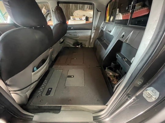 Toyota Tacoma 2005-2023 2nd and 3rd Gen. Double Cab - Second Row Seat Delete Plate System keeping Factory Back Wall - Premium Seat Delete Plate System by Xtreme Canopies