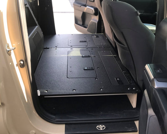 Toyota Tacoma 2005-2023 2nd and 3rd Gen. Double Cab - Second Row Seat Delete Plate System keeping Factory Back Wall - Premium Seat Delete Plate System by Xtreme Canopies