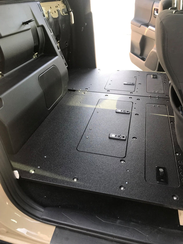 Toyota Tacoma 2005-2023 2nd and 3rd Gen. Double Cab - Second Row Seat Delete Plate System keeping Factory Back Wall - Premium Seat Delete Plate System by Xtreme Canopies