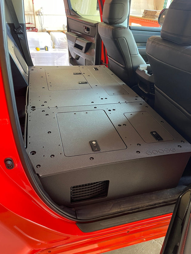 Toyota Tundra 2022-Present 3rd Gen. CrewMax - Second Row Seat Delete Plate System - Premium Seat Delete Plate System by Xtreme Canopies